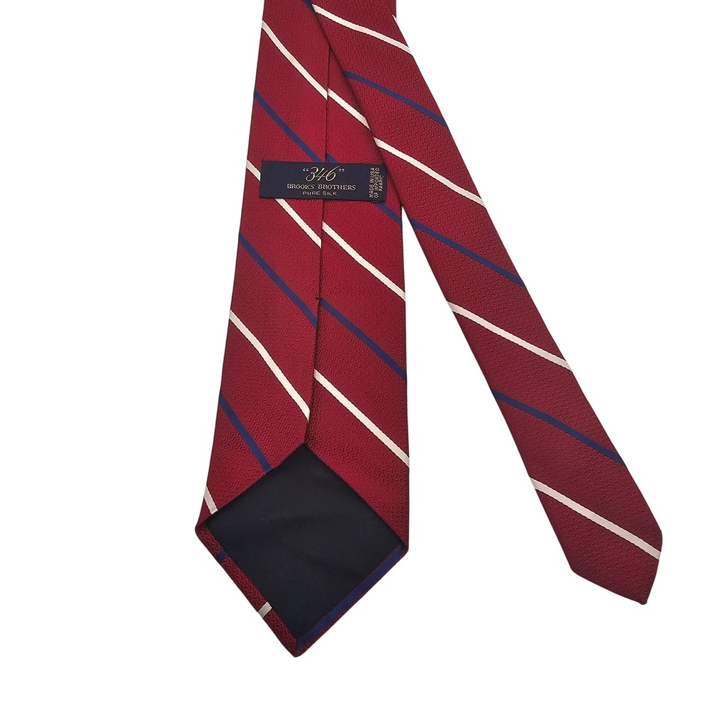 Brooks Brothers 346 Silk Tie Burgundy Red Blue‎ Repp Stripe Mens Necktie Classic